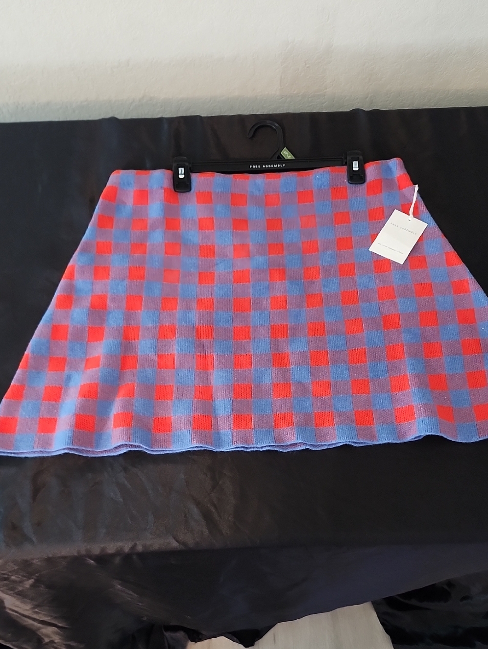Checkerboard Knit Mini Skirt - Pink & Lavender